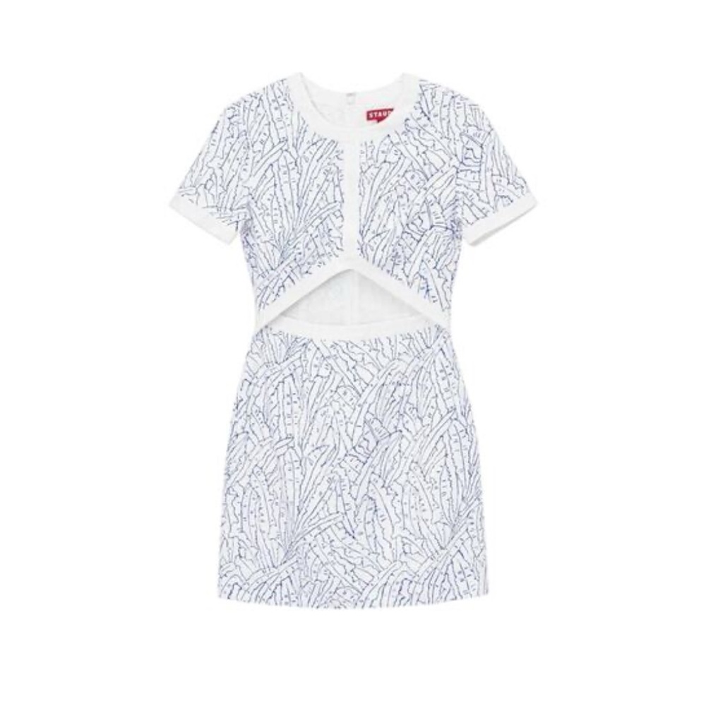 STAUD Blue and White Casual Dress